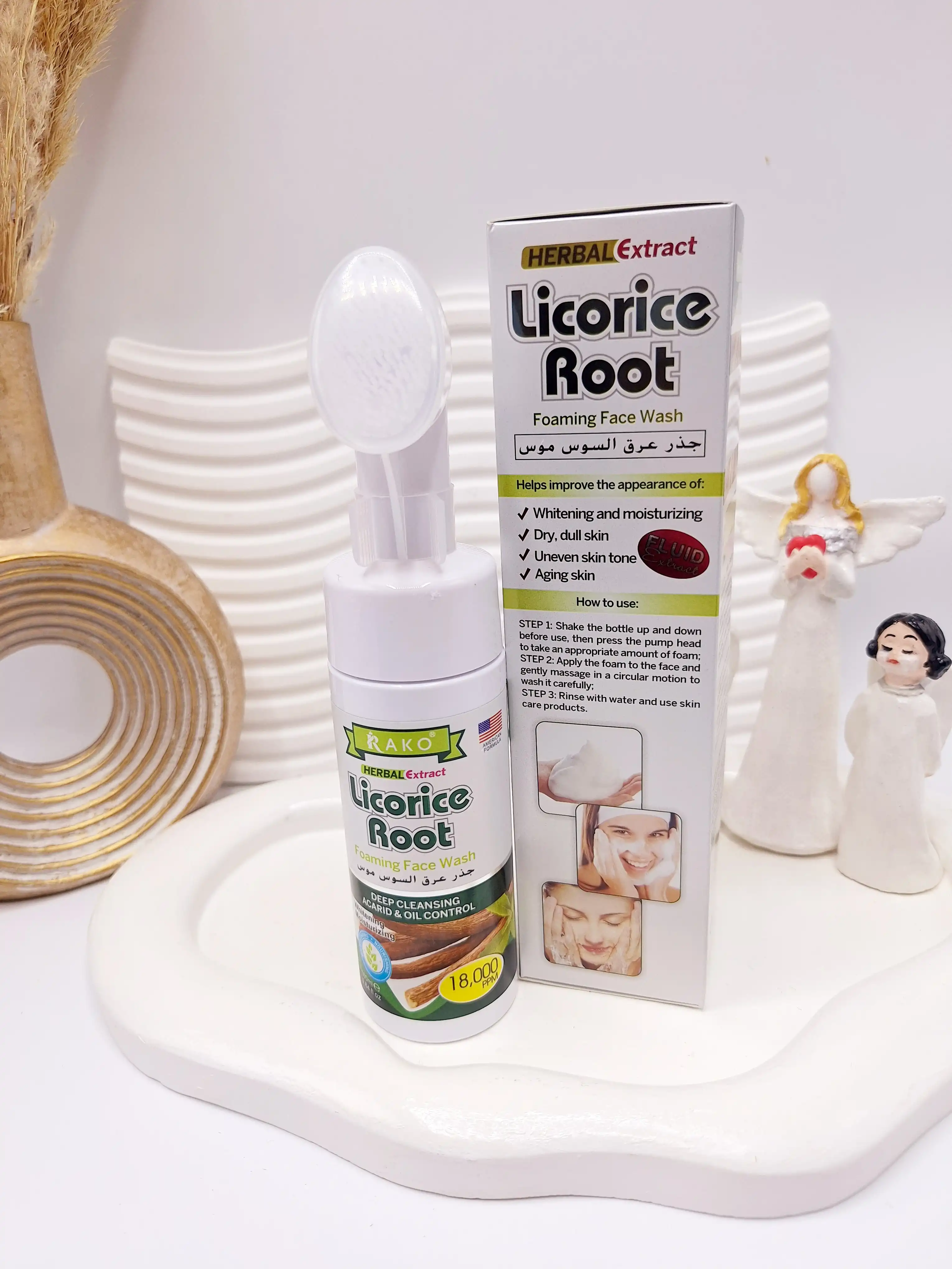 فوم براش دار التهاب و زخم پوست عصاره ریشه شیرین بیان راکو کد 1100