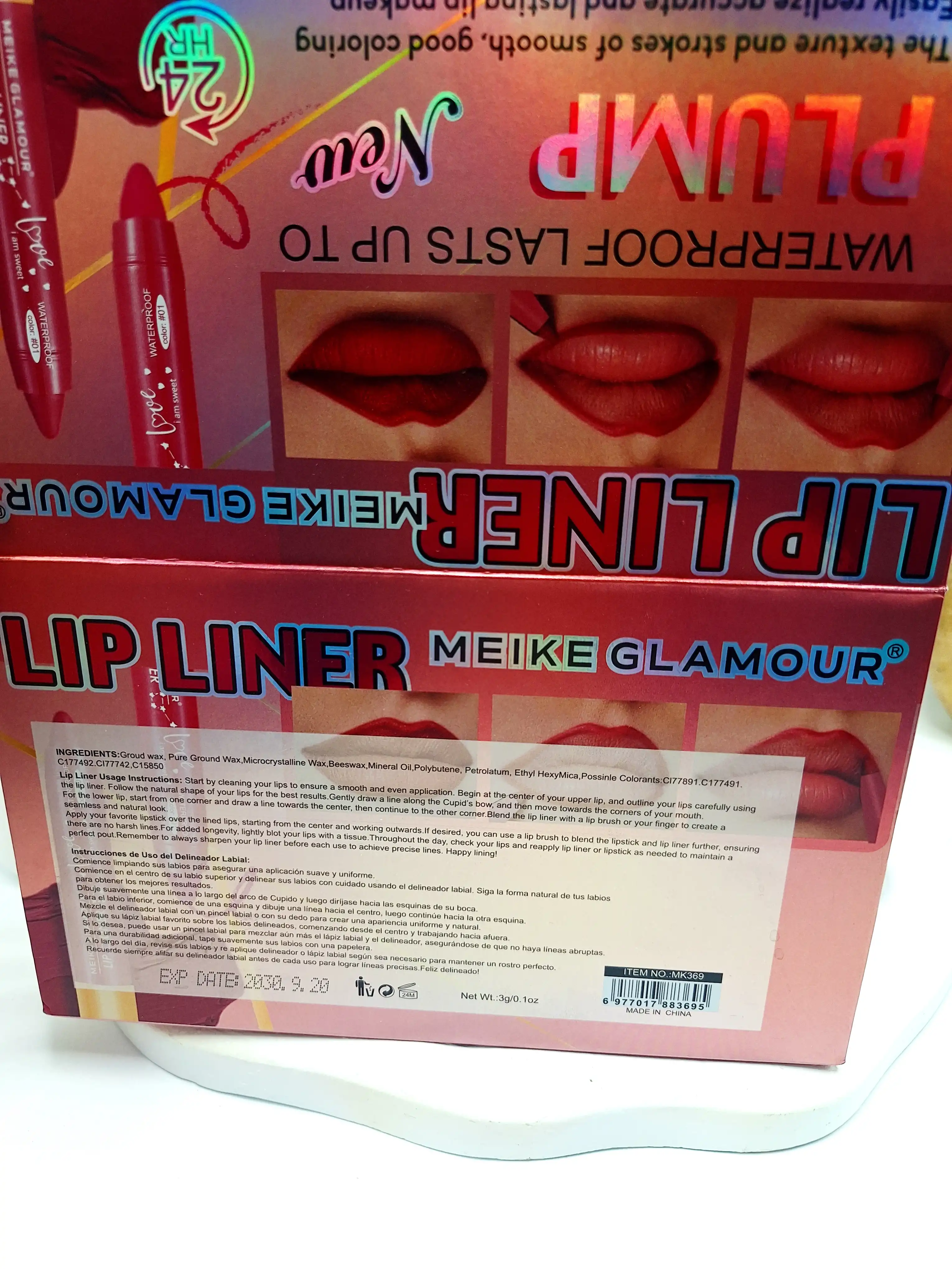 خط لب ماژیکی نرم و روان یا کیفیت برند MEIKE GLAMOUR® کد 369